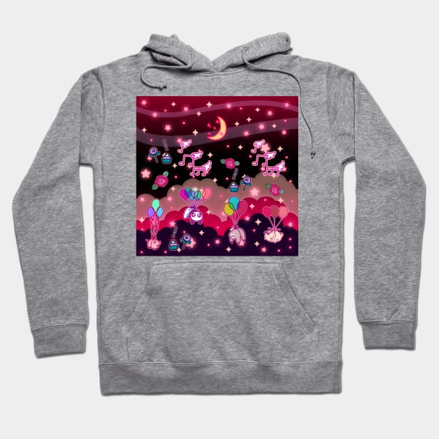 Animals Balloons and Night Sky Hoodie by saradaboru